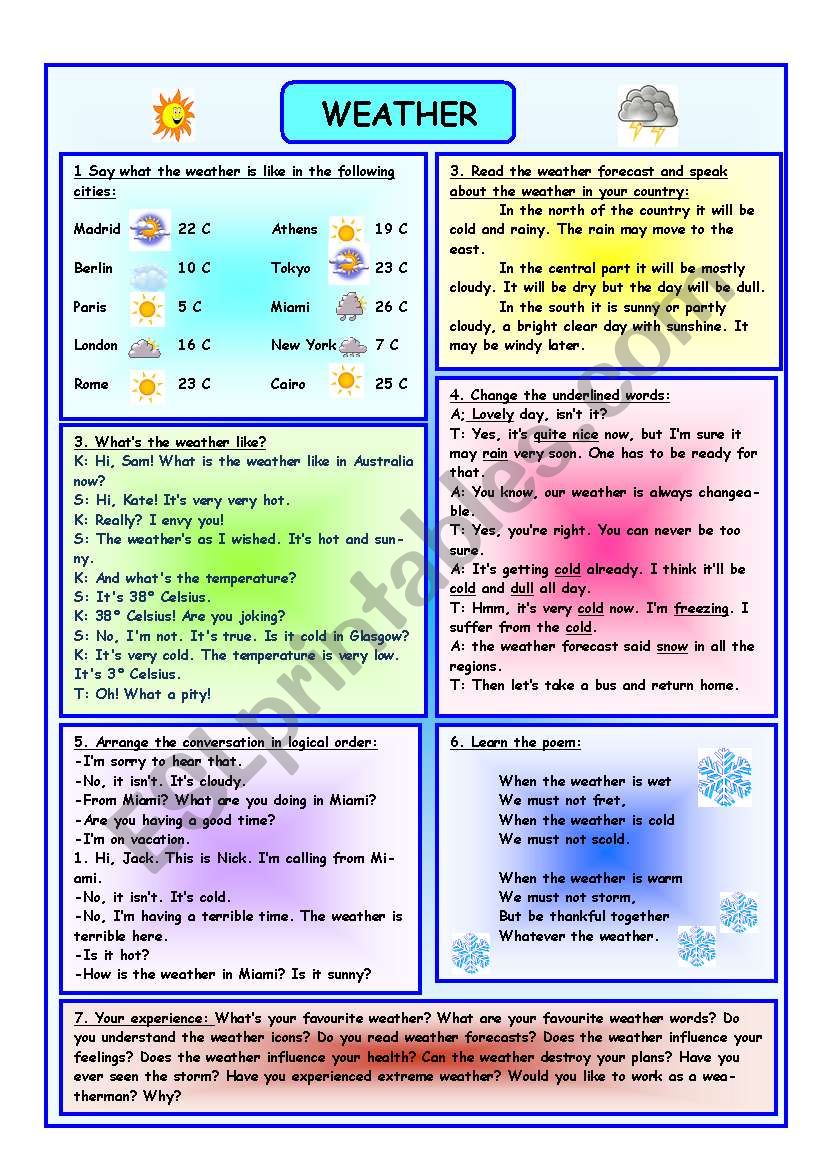 Weather worksheet