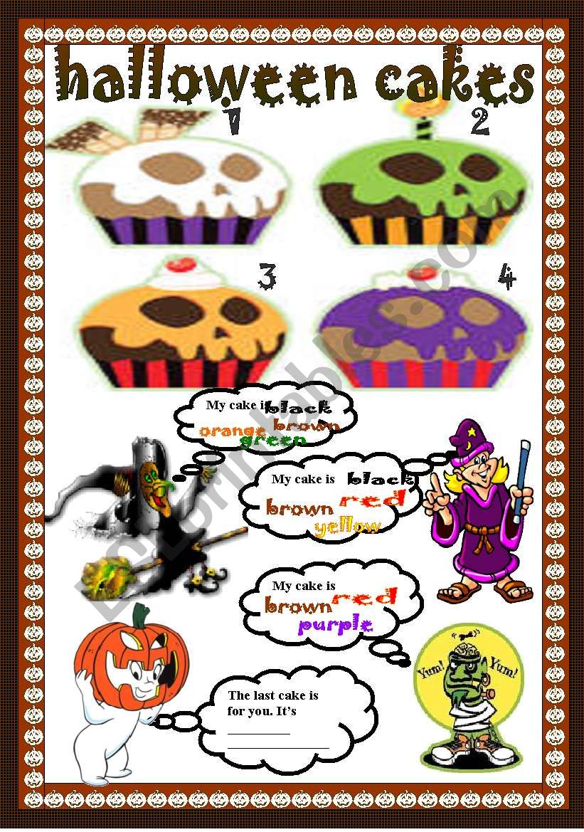 Halloween cakes worksheet