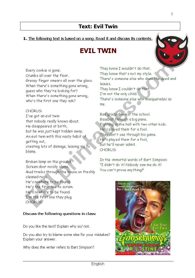 The evil twin worksheet