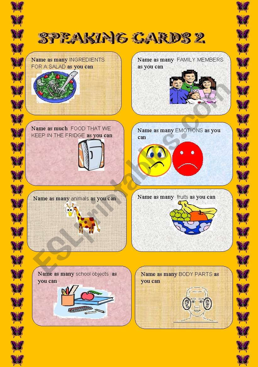 speaking cards 2 worksheet