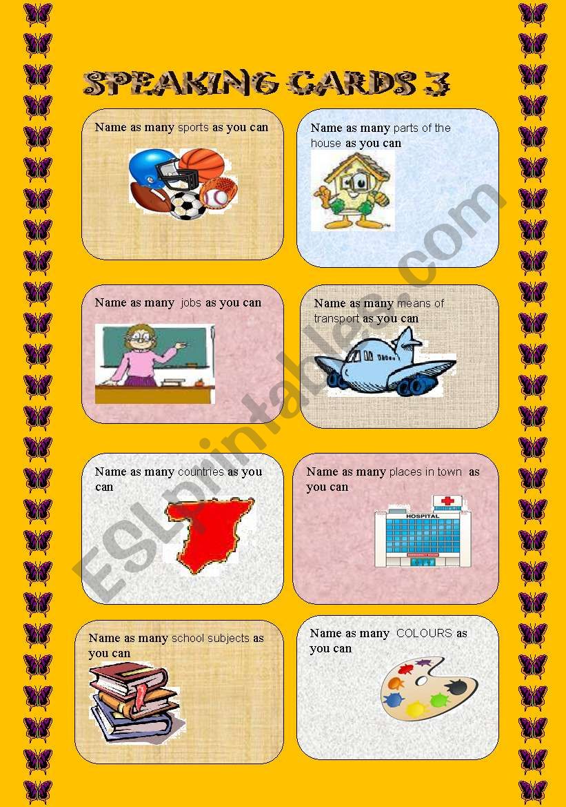 speaking cards 3 worksheet