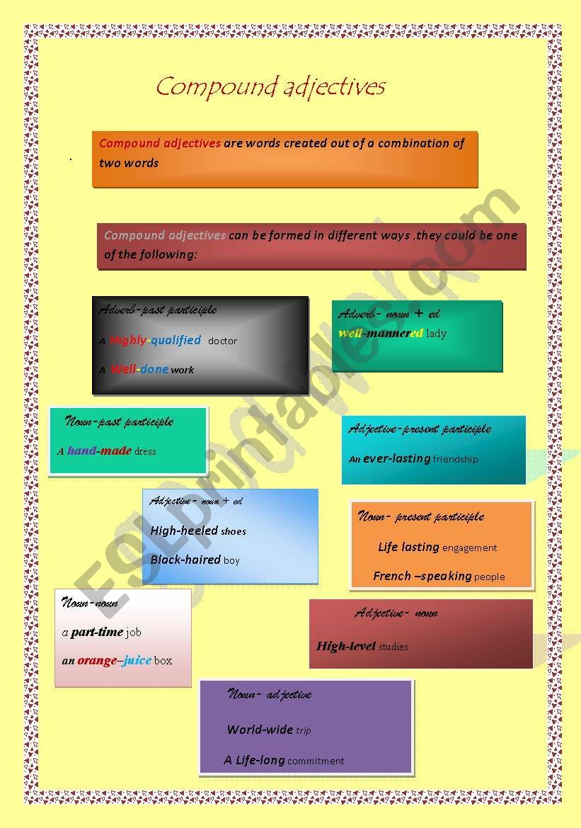 compound adjectives worksheet