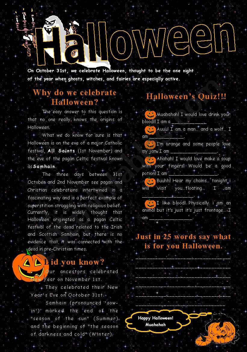 Halloween worksheet