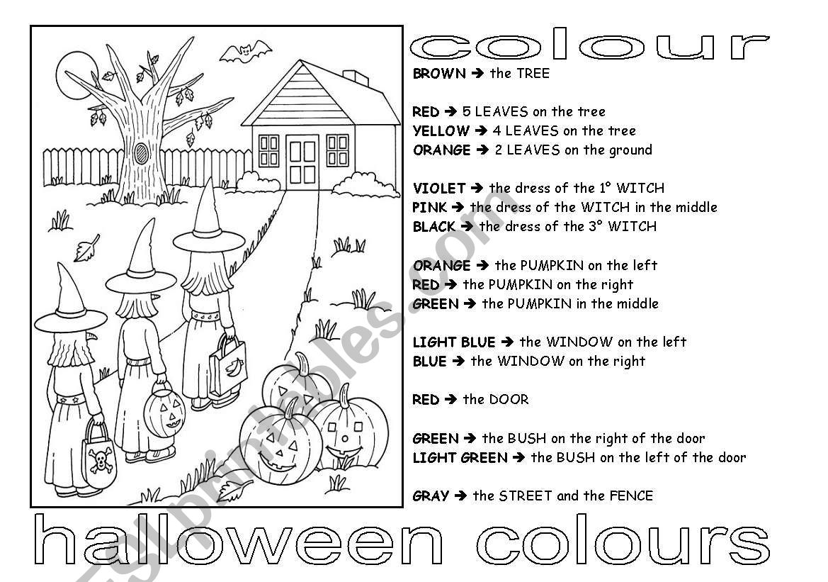 halloween colour worksheet