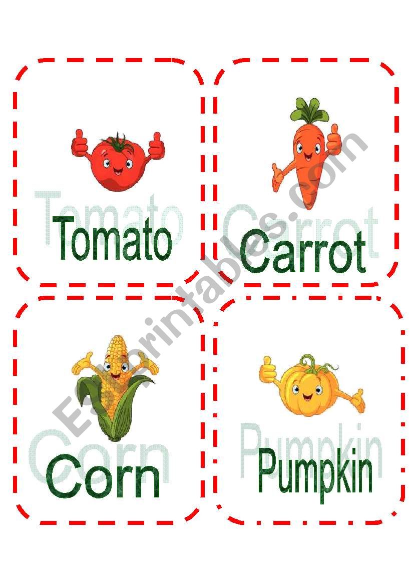 Vegetables  Flashcards worksheet