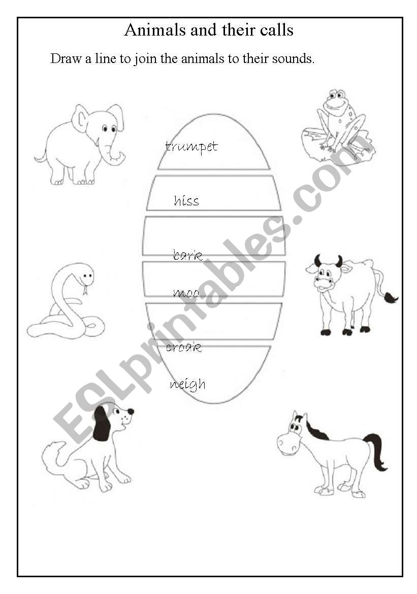 Animals and their calls worksheet