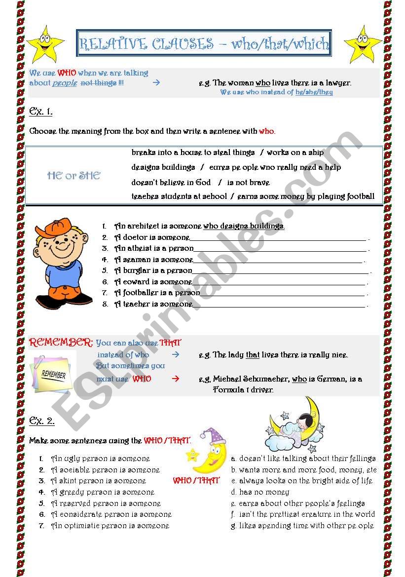 Relative Clauses - clauses with who/which/that