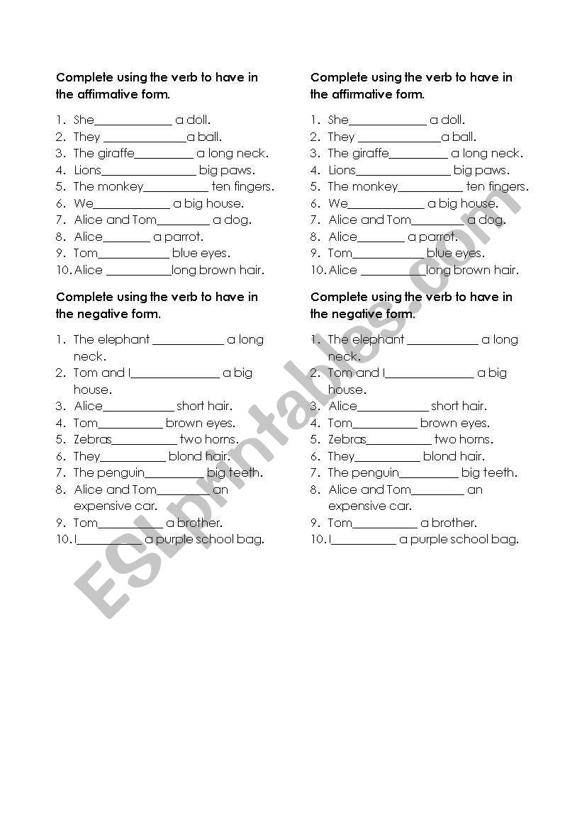 Have got exercises worksheet