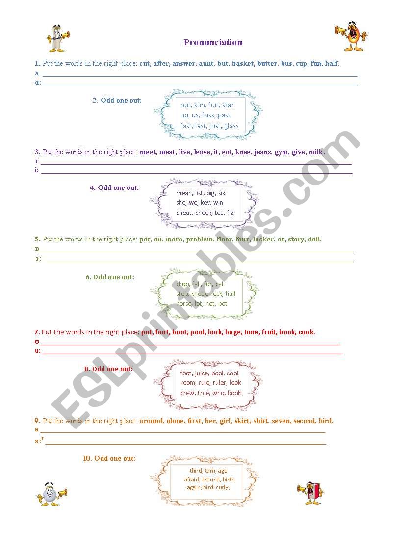 Phonetic symbols worksheet