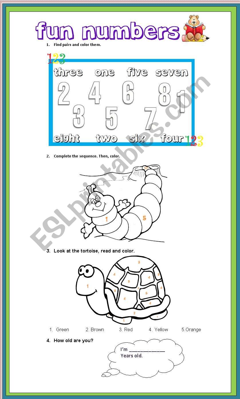 Fun numbers worksheet