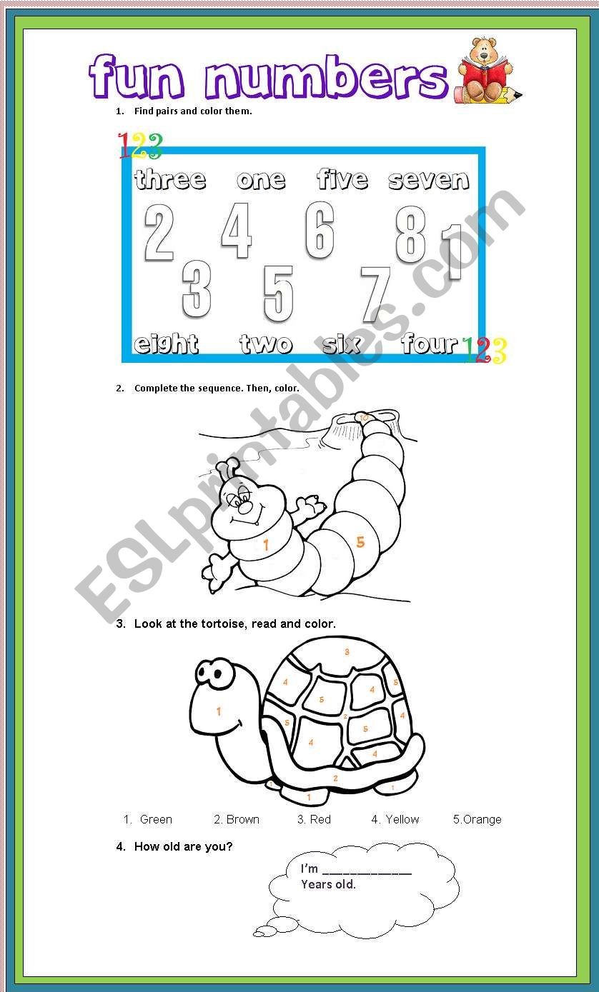 Fun numbers worksheet