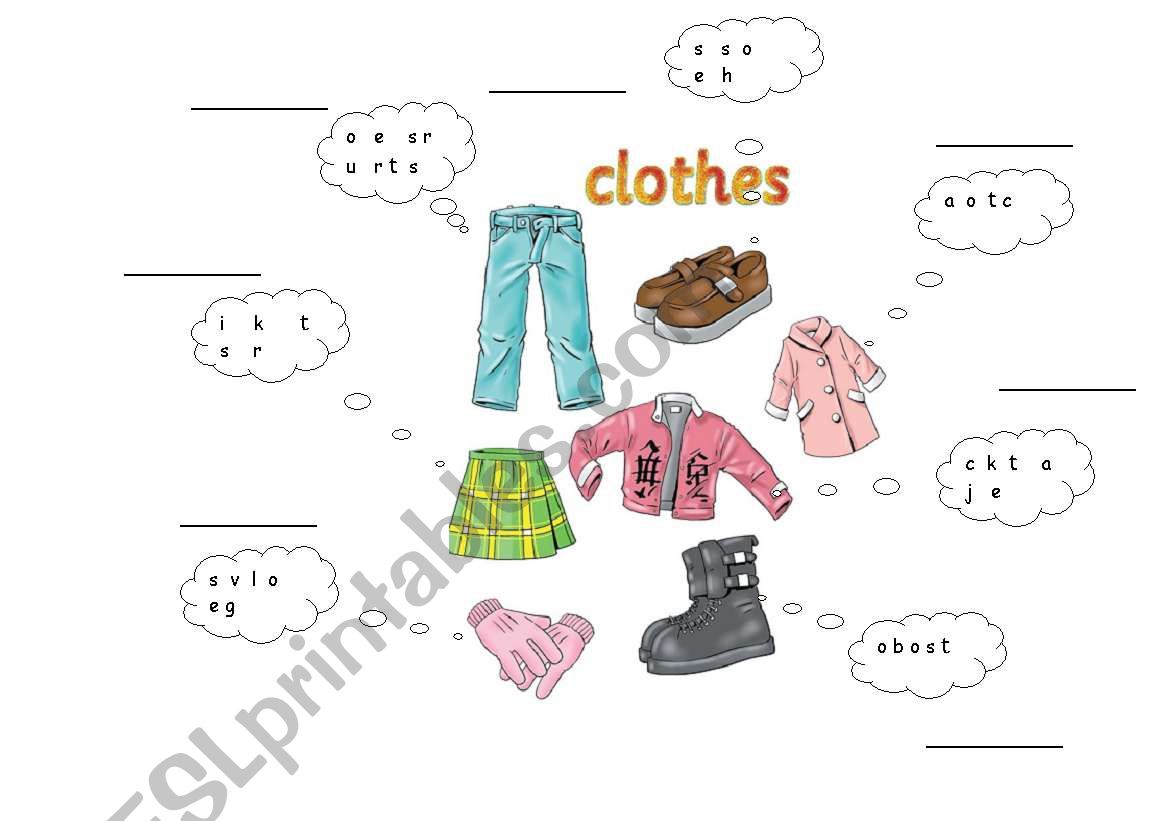 Clothes worksheet