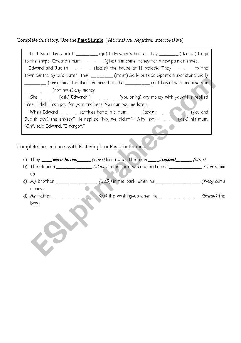 Past Simple/ Past Continuous worksheet