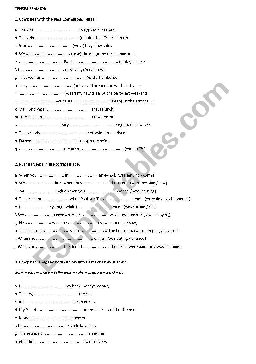 tesnes revision worksheet