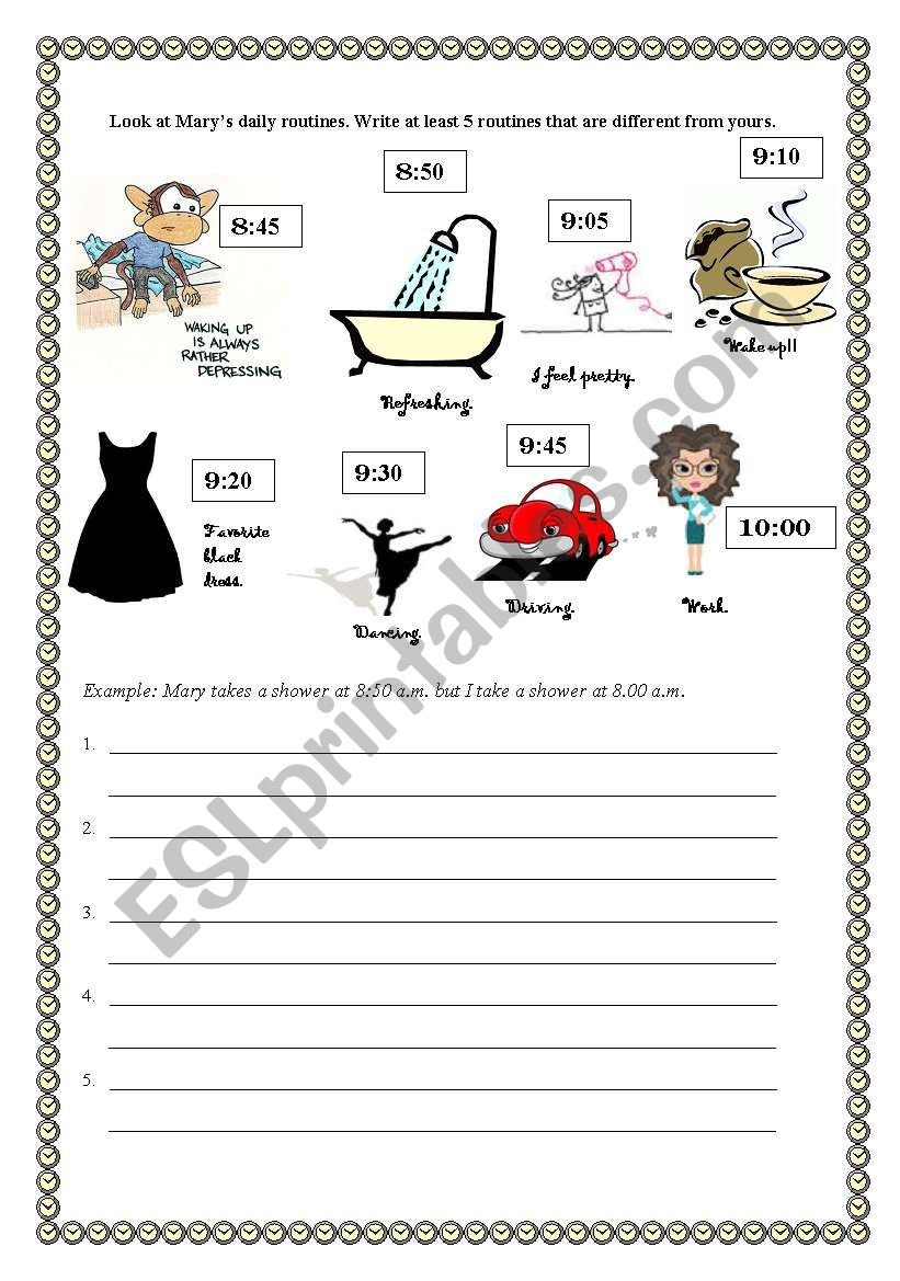 Daily Routines worksheet