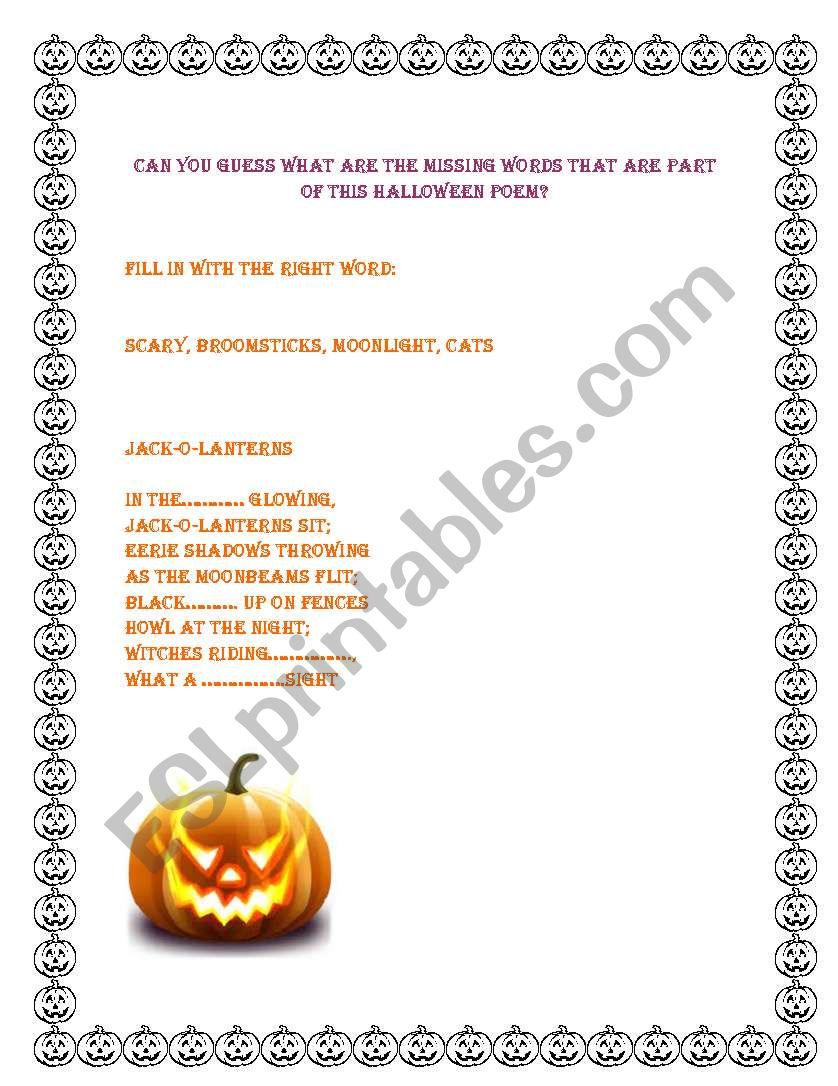 halloween poem worksheet