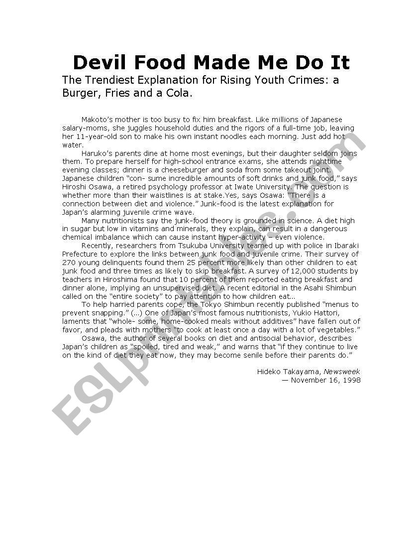 Devil food made me do it worksheet