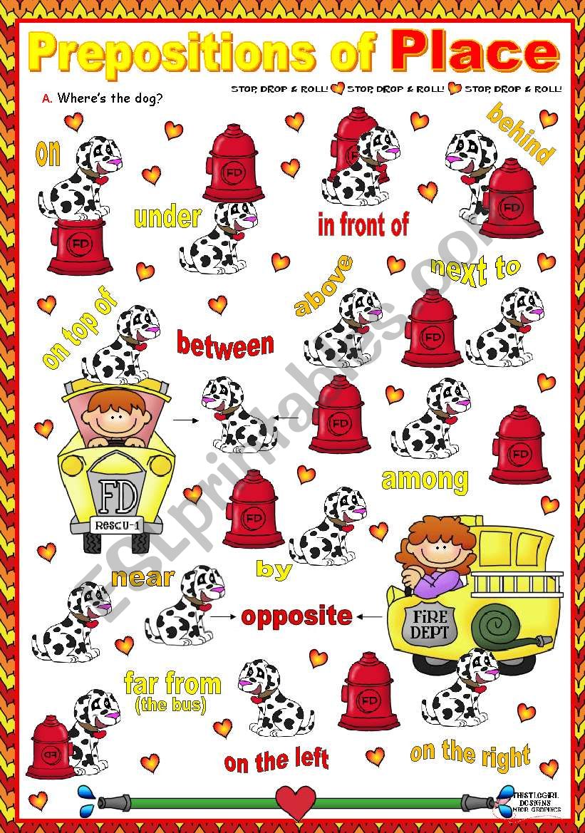 Prepositions of Place poster worksheet