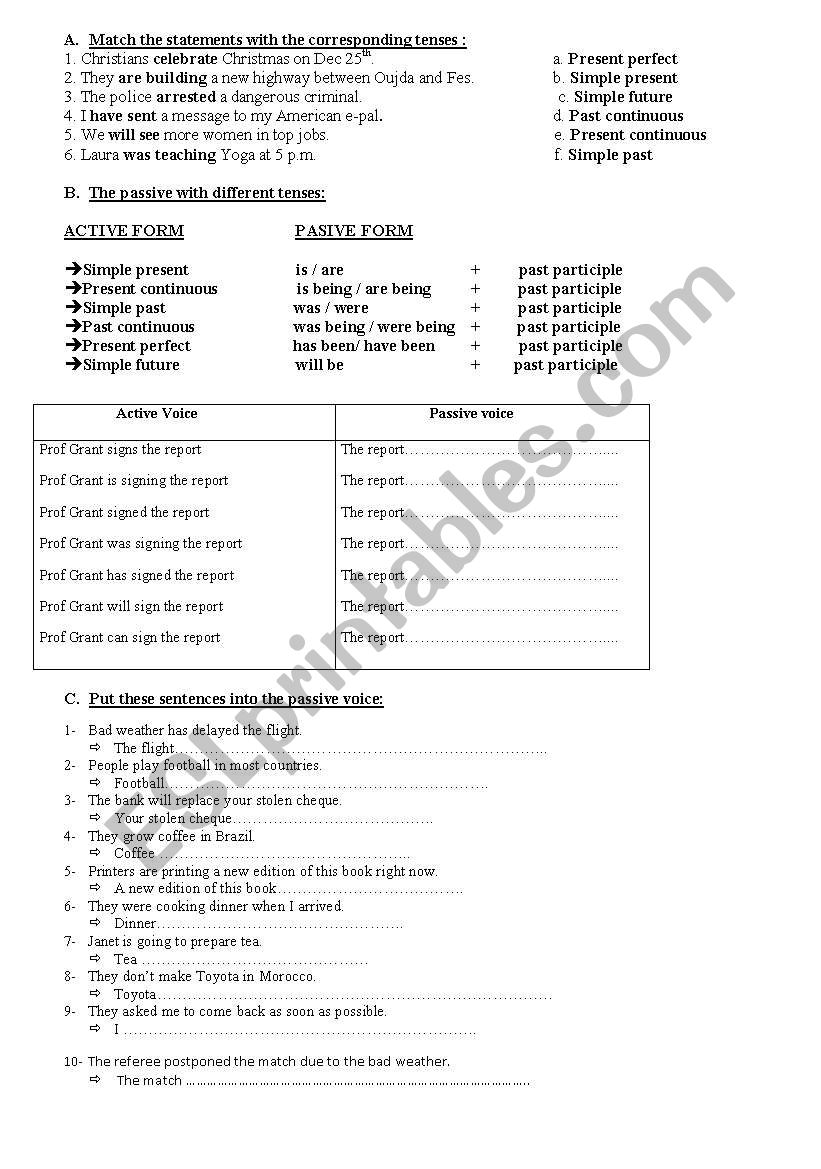 passive voice exercises worksheet