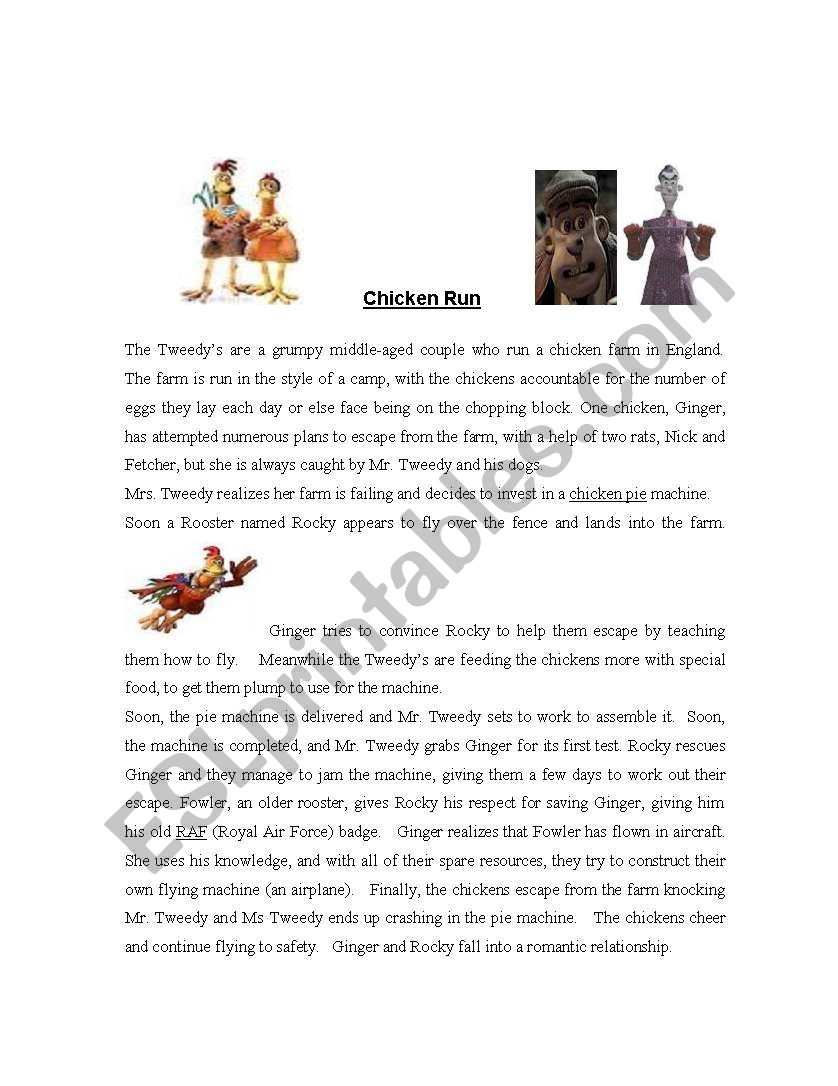 Chicken Run worksheet