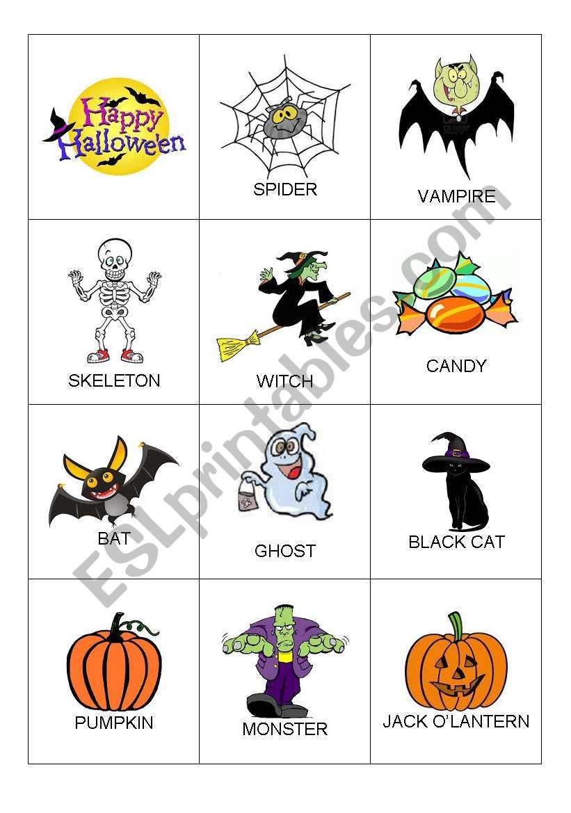 Halloween flashcards worksheet