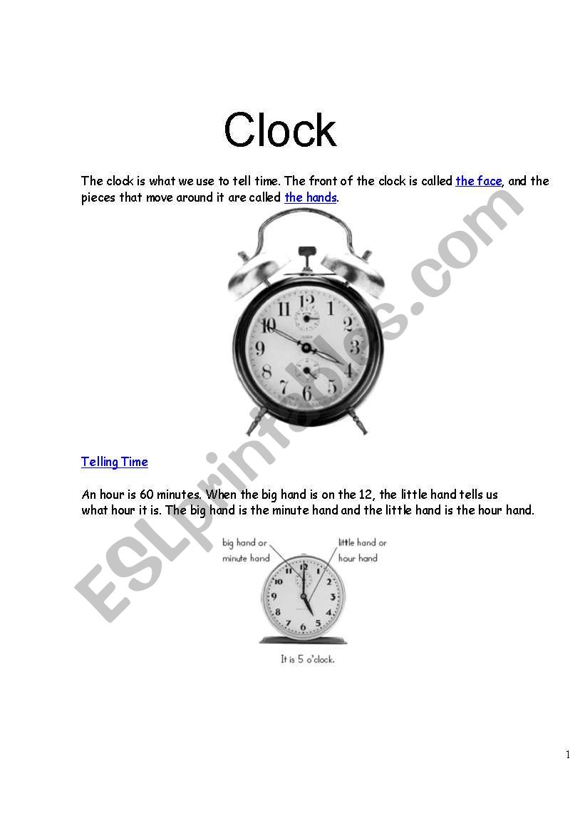 the clock worksheet