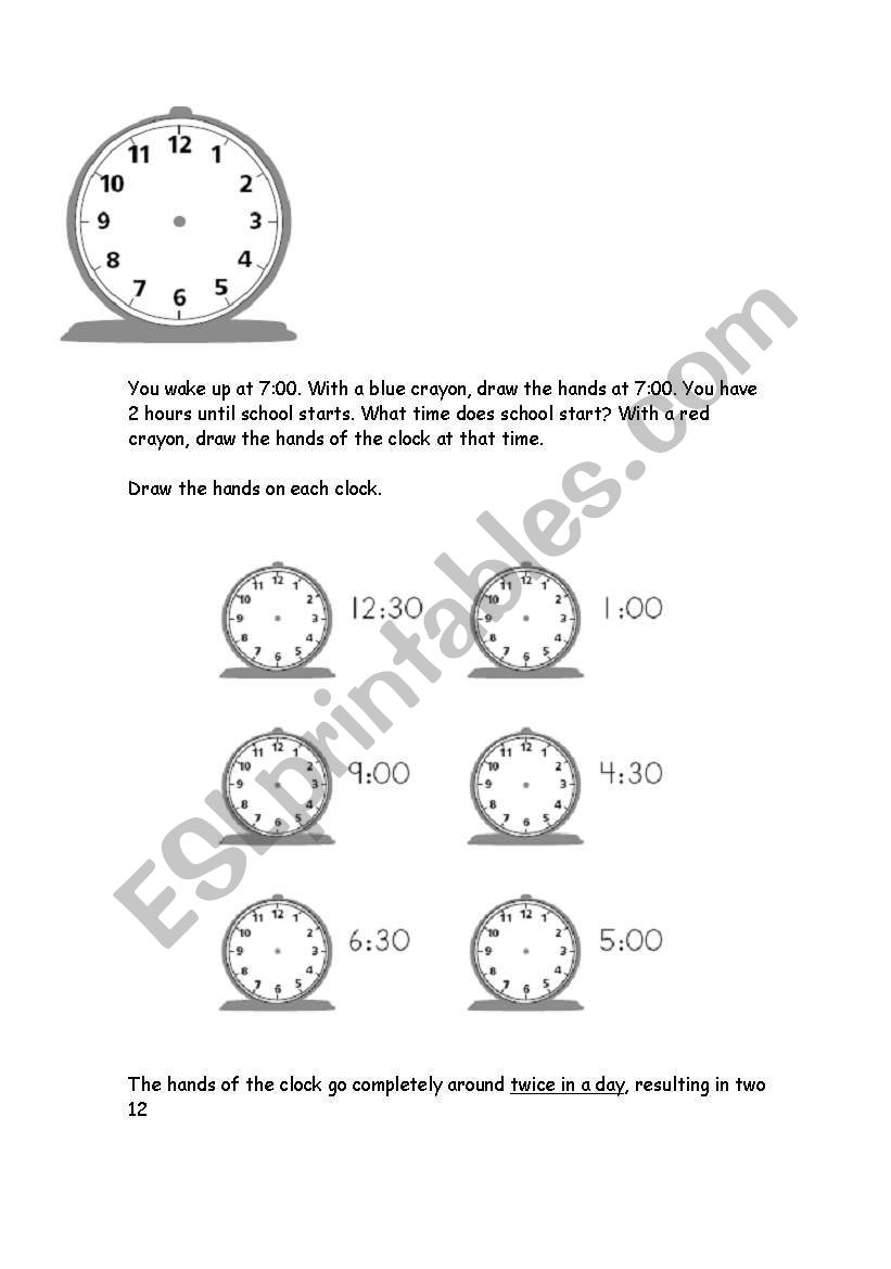 the clock worksheet