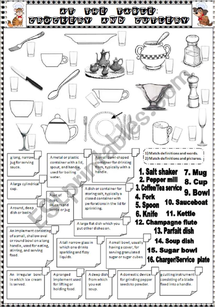At the table worksheet