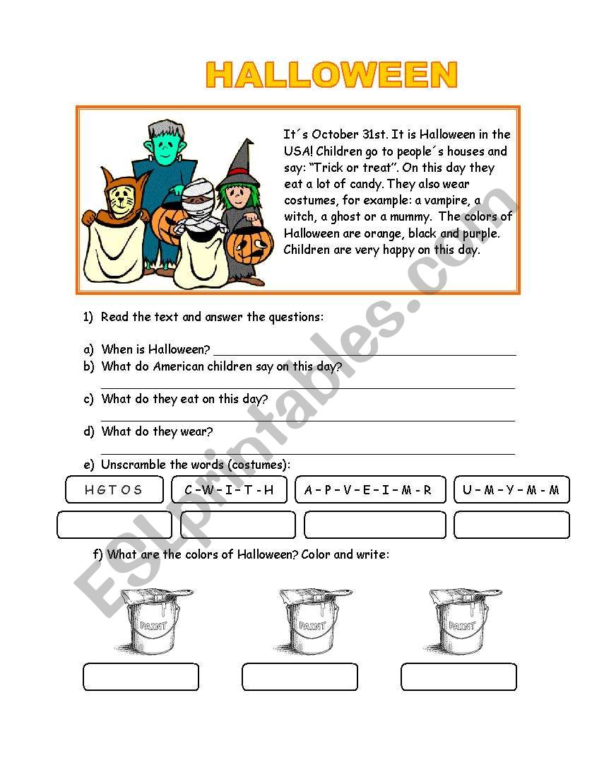 Halloween worksheet