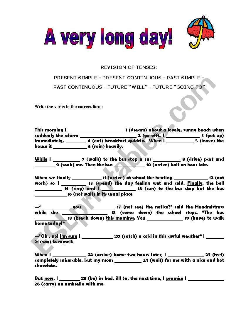 MIXED TENSES worksheet