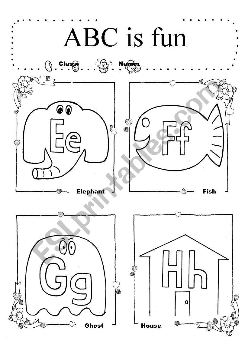 Alphebat E~H coloring worksheet