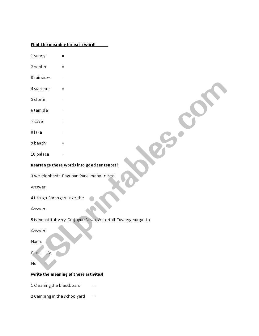 worksheet about season worksheet