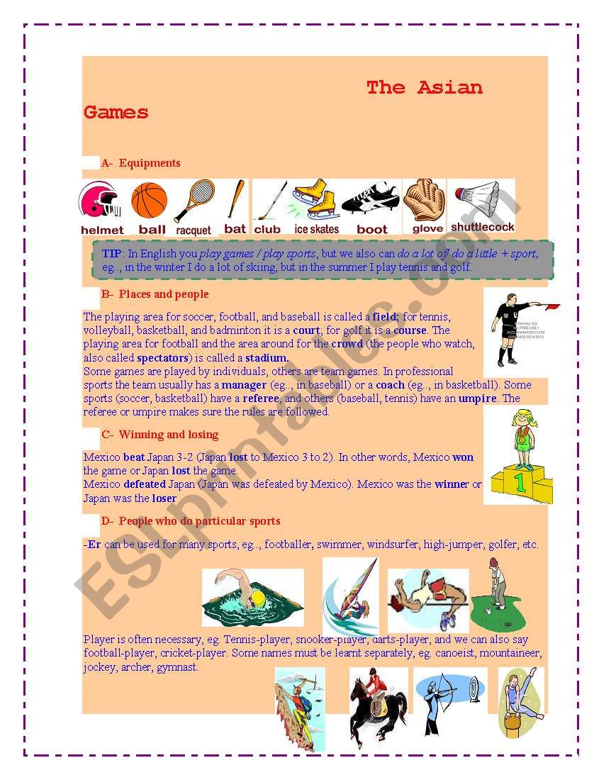 Sports worksheet