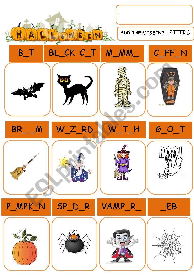 Halloween  Missing Letters worksheet