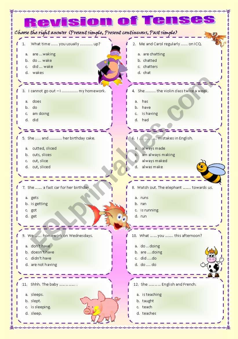 Revision of tenses (editable with key)