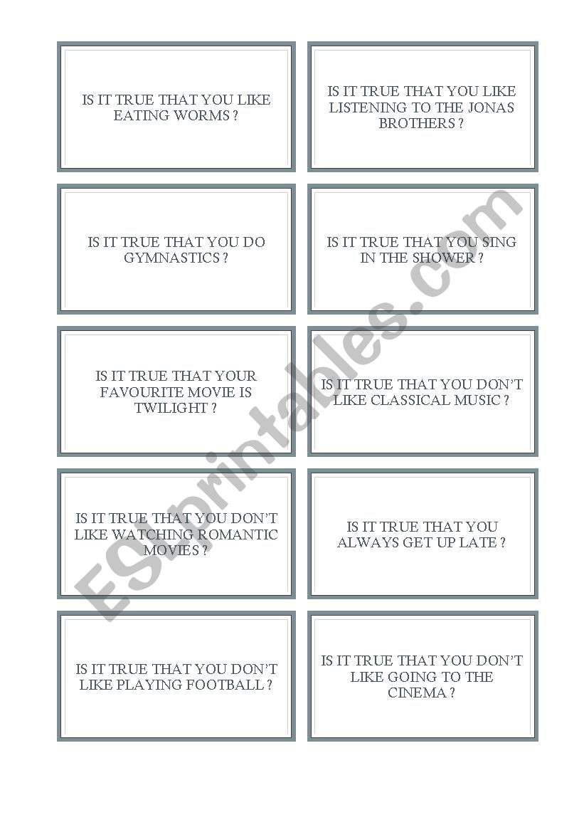 TRUTH DARE 1/6 worksheet