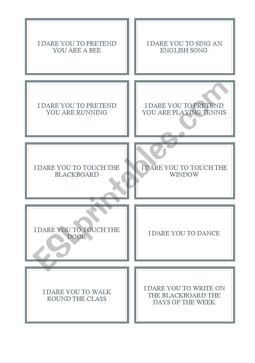 TRUTH DARE 3/6 worksheet