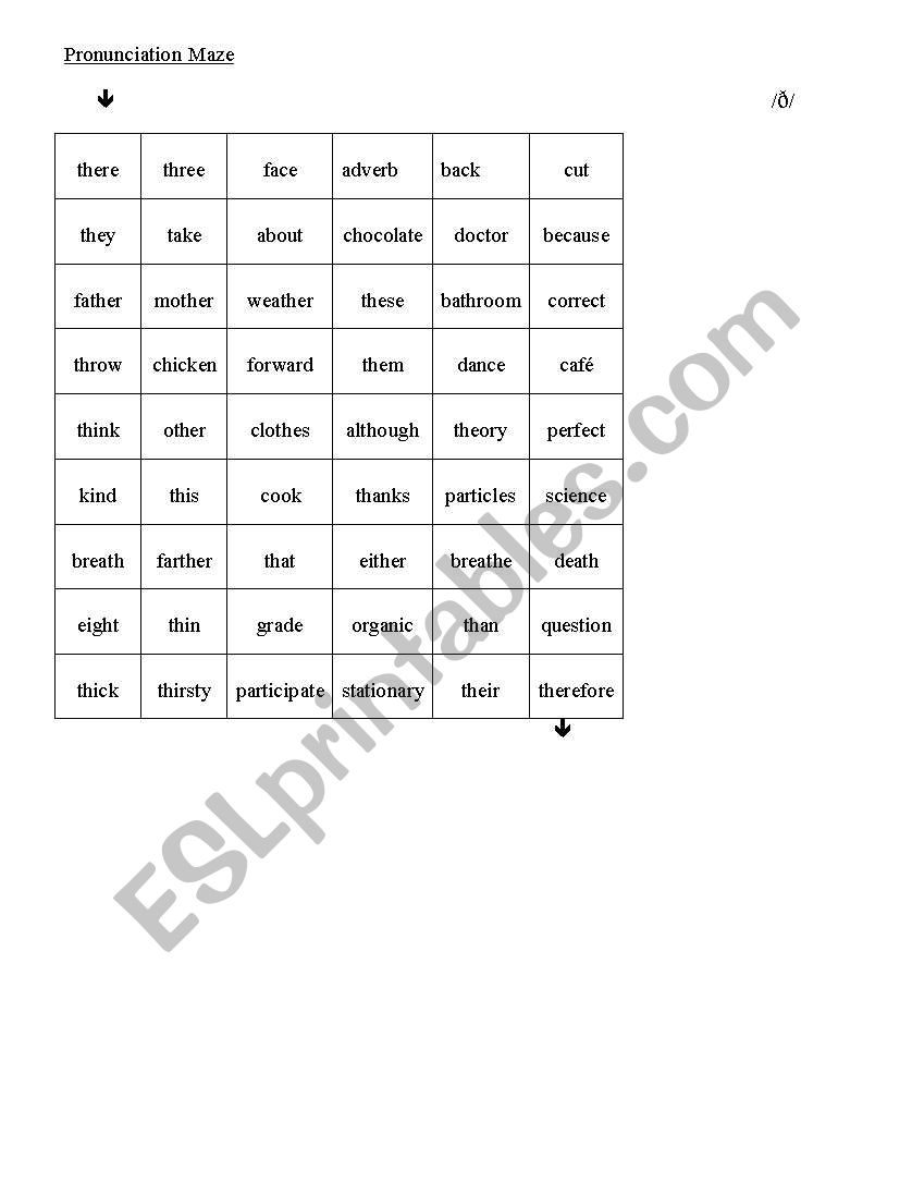 Pronunciation Maze worksheet