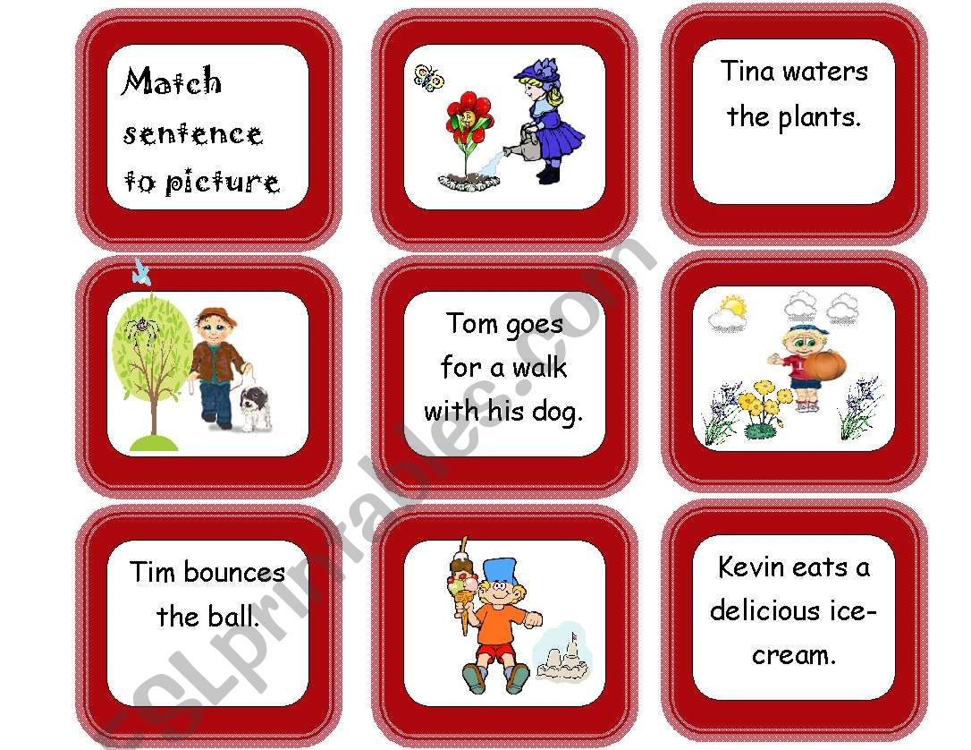 Match sentence to picture worksheet