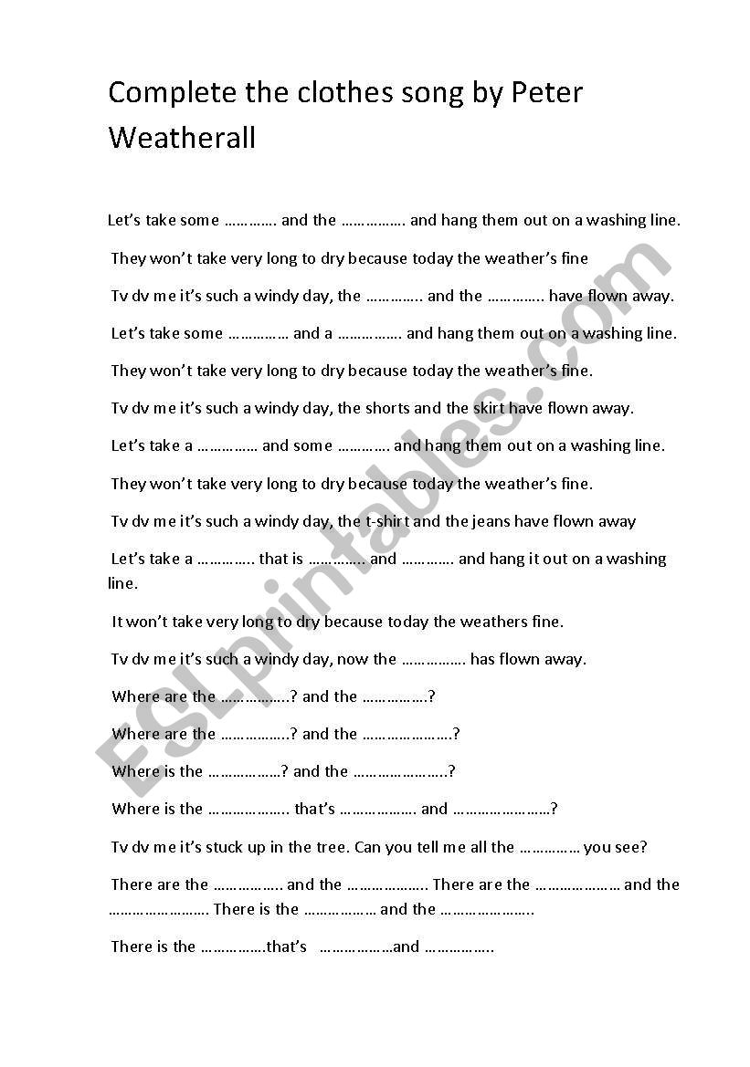 Clothes worksheet