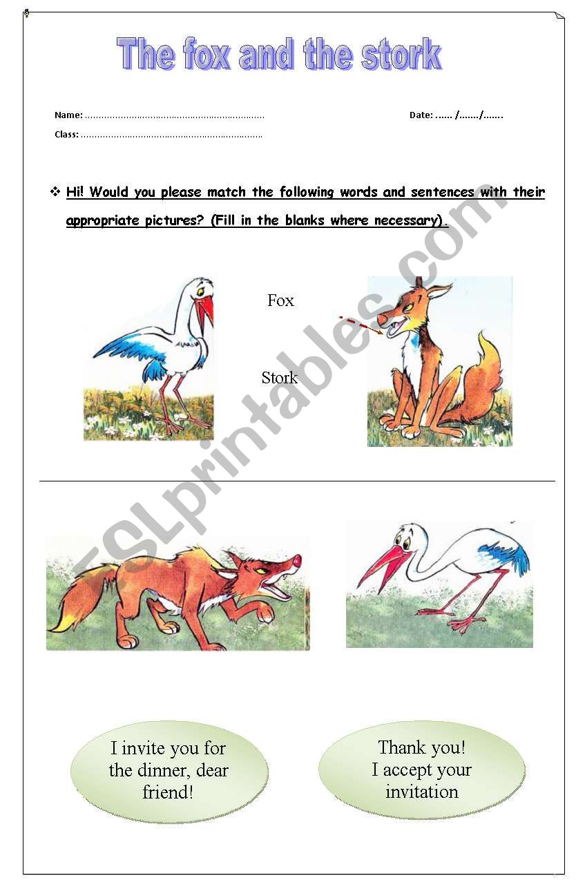 Reading a story worksheet