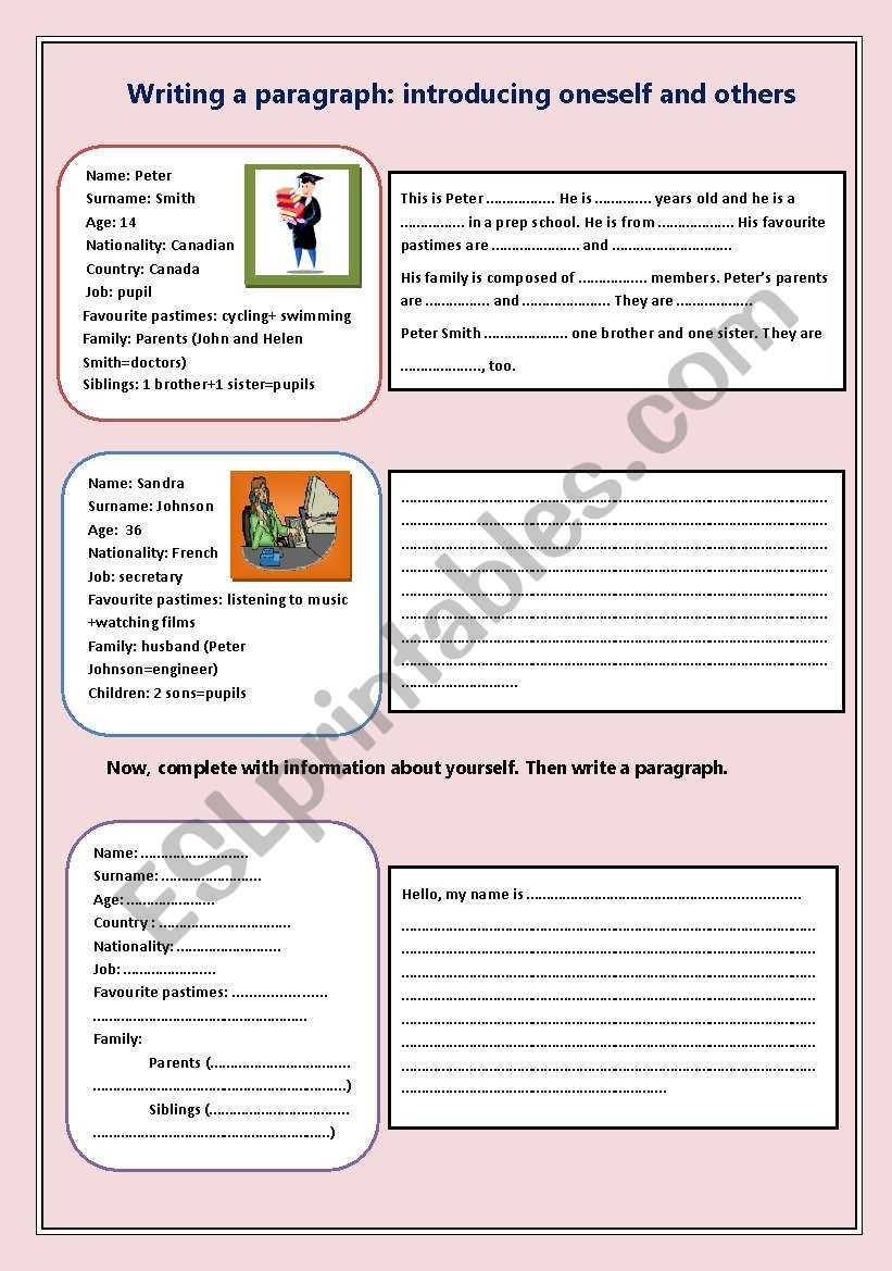 writing a paragraph worksheet