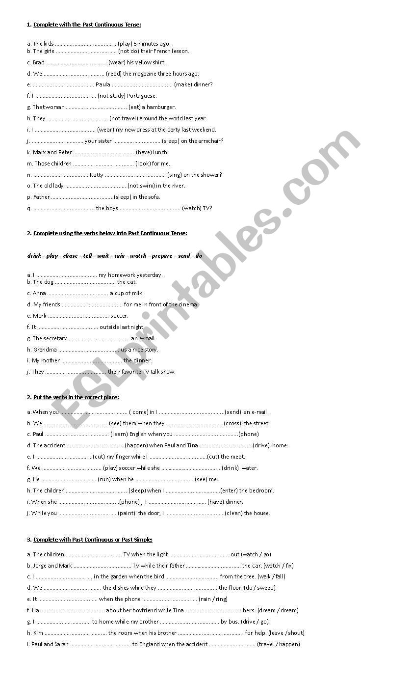 revision past continuous past simple