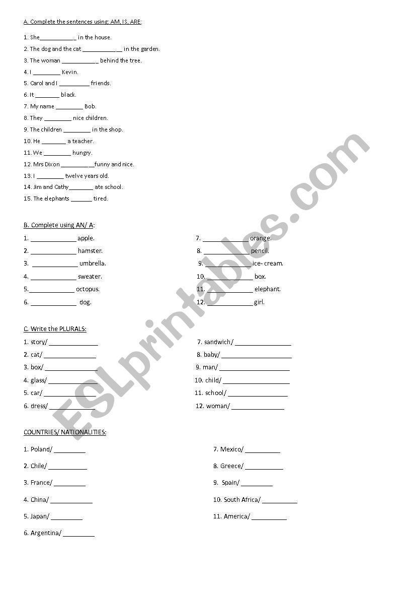 revision worksheet