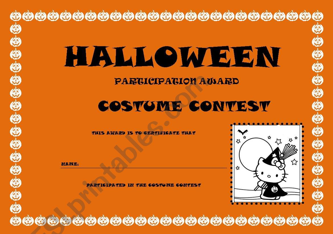 halloween award worksheet