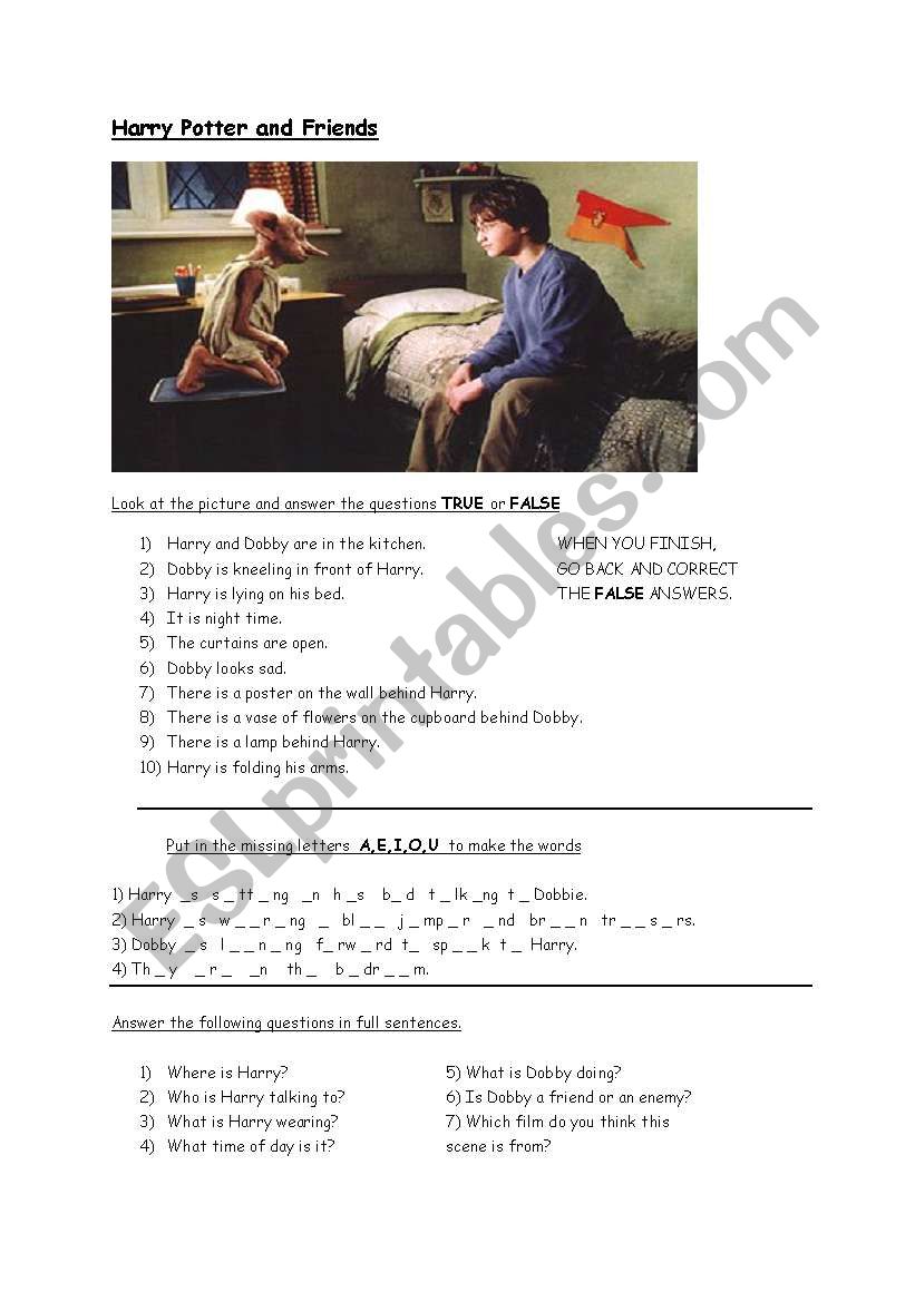 Harry Potter and Friends worksheet