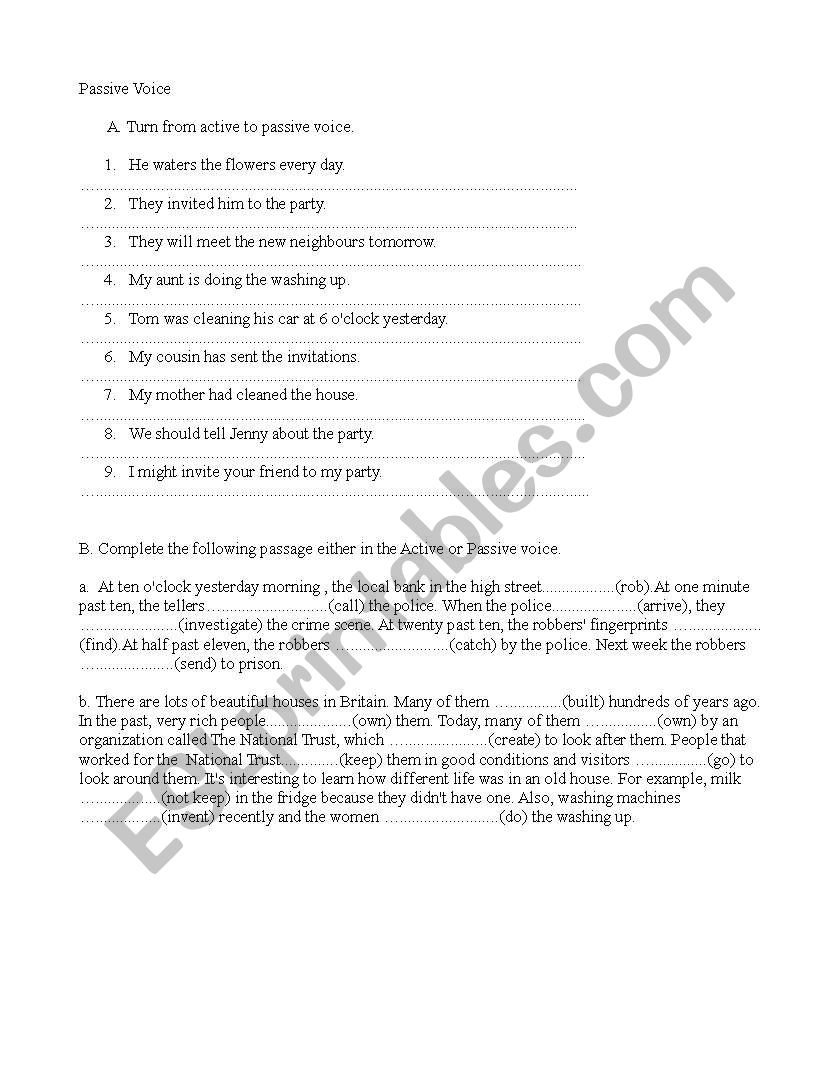 Passive voice worksheet