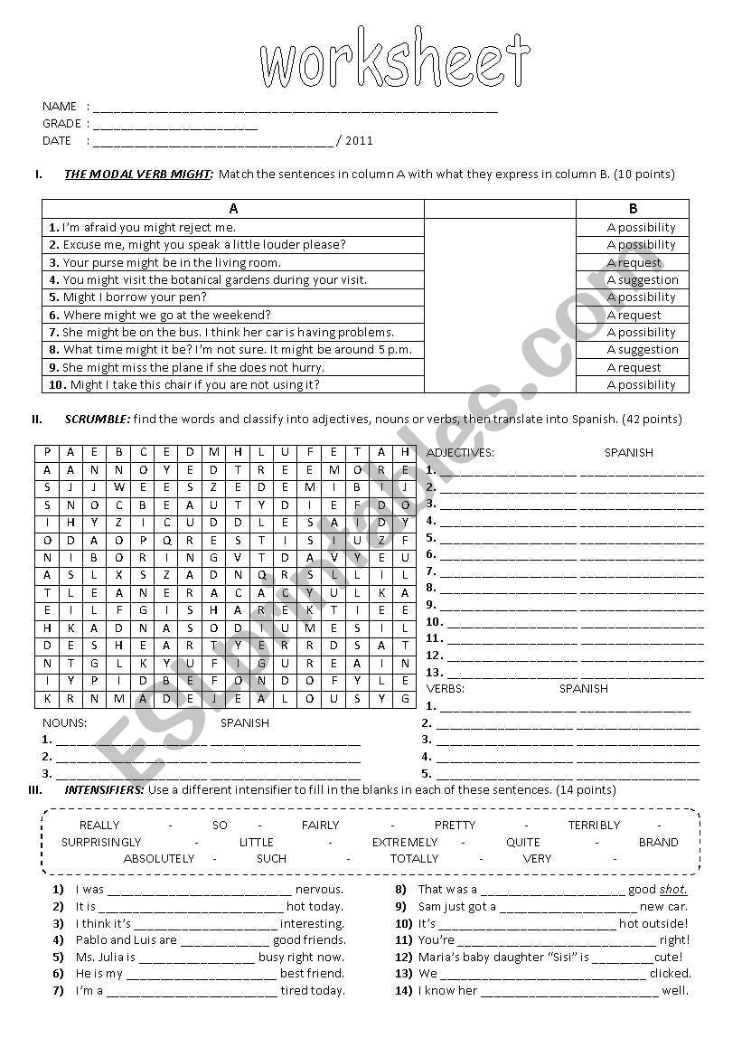 worksheet modal verbs worksheet