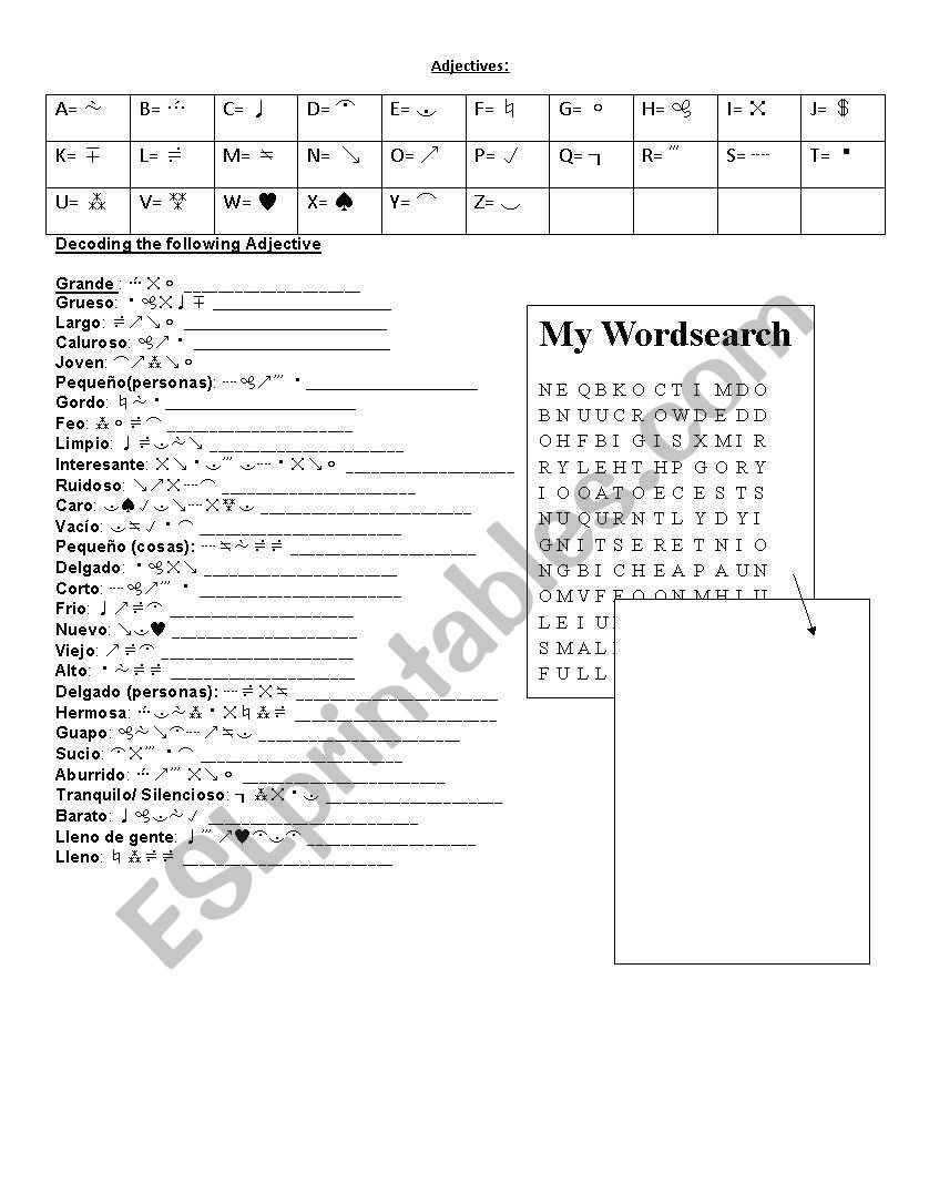 Adjectives worksheet