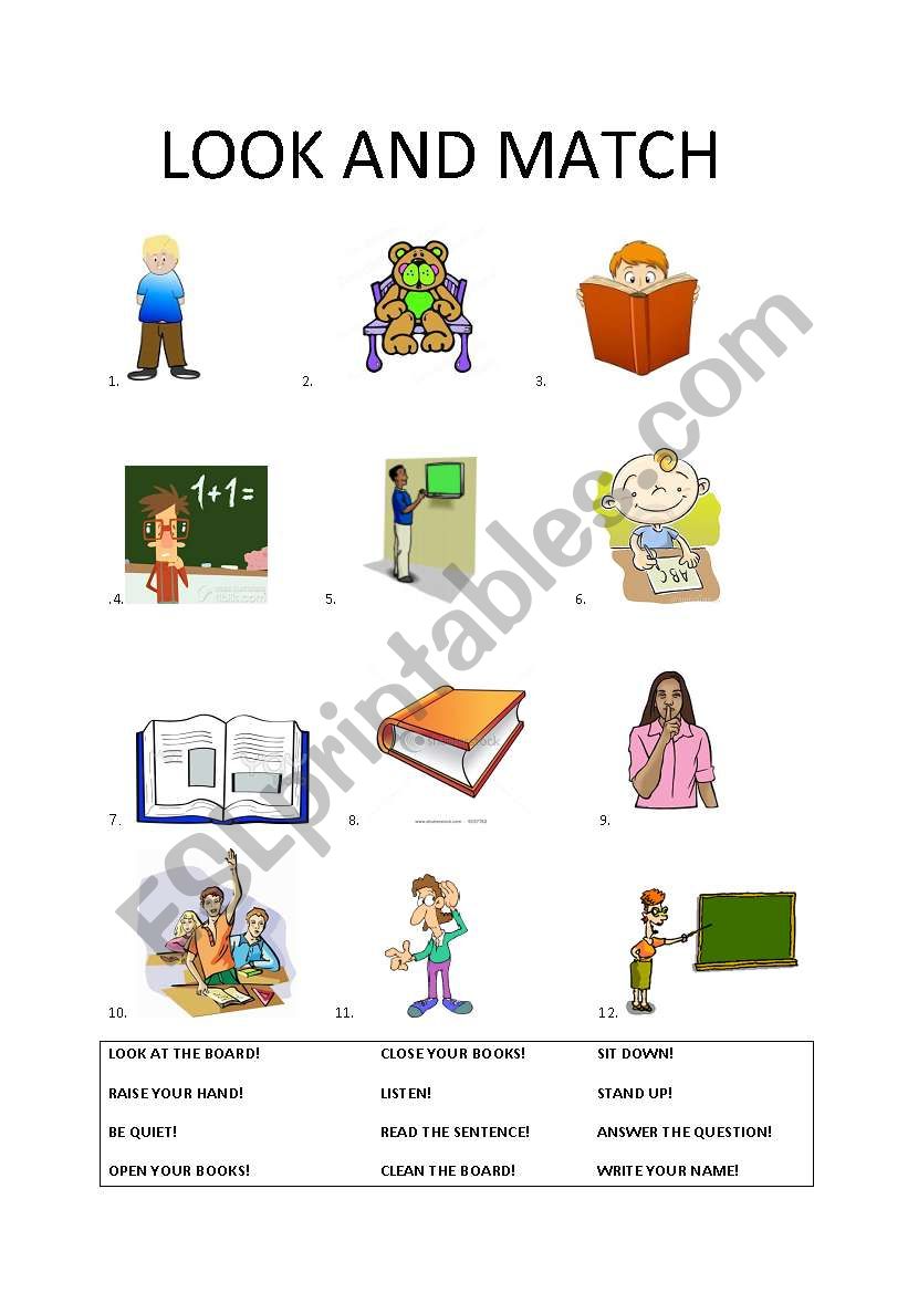 classroom commands worksheet